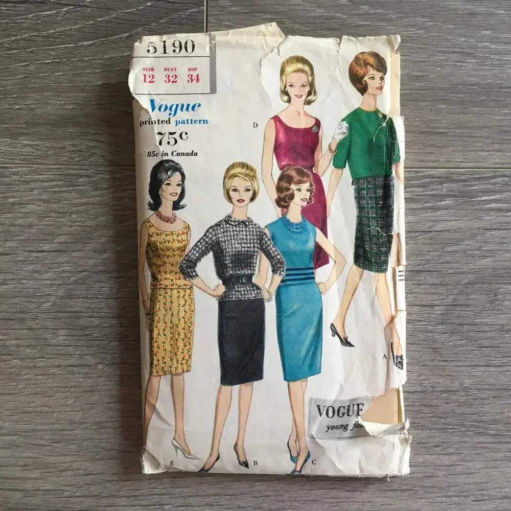 Vintage Vogue Sewing Patterns Set of 4 SIZE 12 Bust 32 1960s Mod MCM Dress Suit